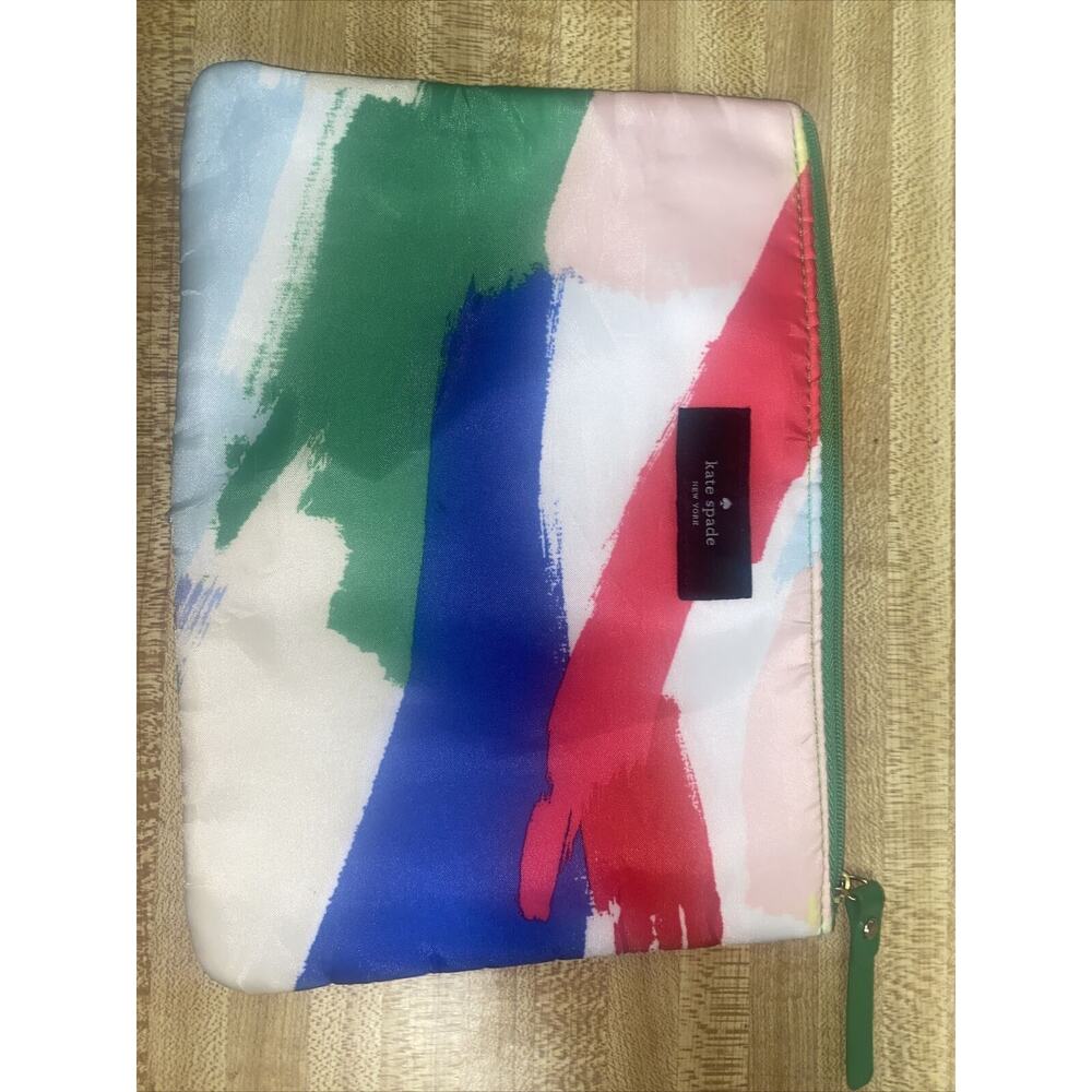 KATE SPADE Cosmetics Makeup Travel Bag Bold Paint Brush Strokes Zip Top - Picture 2 of 6